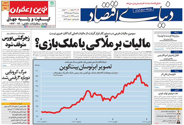 صفحه نخست روزنامه‌های کشور - سه‌شنبه ۱۲ اسفند ۱۳۹۹