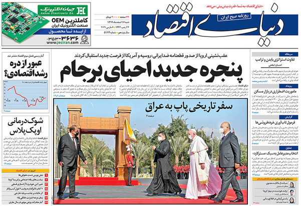 صفحه نخست روزنامه‌های کشور - شنبه ۱۶ اسفند ۱۳۹۹