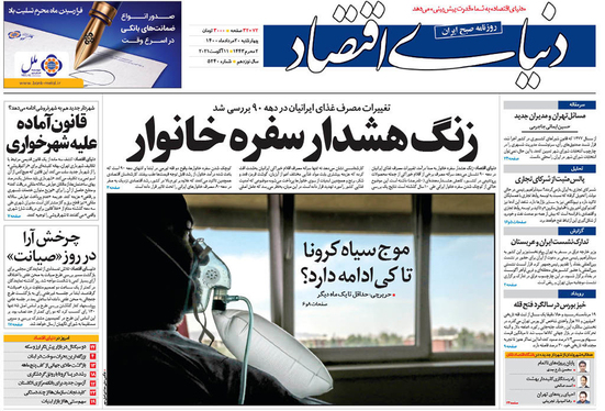 صفحه نخست روزنامه‌های کشور - چهارشنبه ۲۰ مرداد ۱۴۰۰