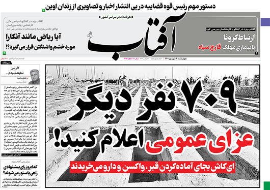 صفحه نخست روزنامه‌های کشور - چهارشنبه ۳ شهریور ۱۴۰۰