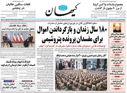 صفحه نخست روزنامه‌های کشور - دوشنبه ۱۵ شهریور ۱۴۰۰