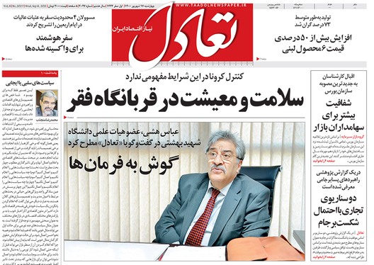 صفحه نخست روزنامه‌های کشور - چهارشنبه ۱۷ شهریور ۱۴۰۰