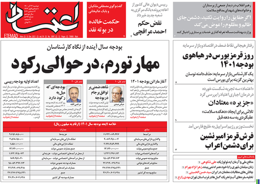صفحه نخست روزنامه‌های کشور - دوشنبه ۲۲ آذر ۱۴۰۰