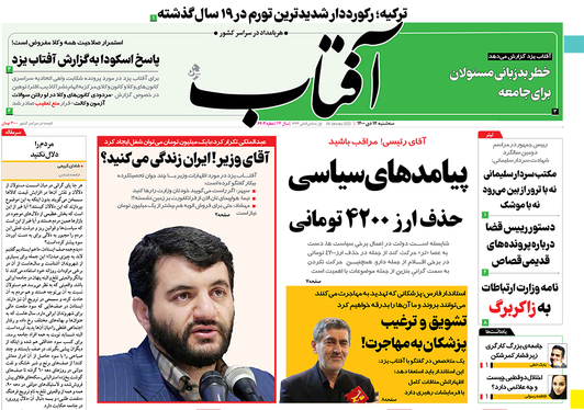 صفحه نخست روزنامه‌های کشور - سه‌شنبه ۱۴ دی ۱۴۰۰