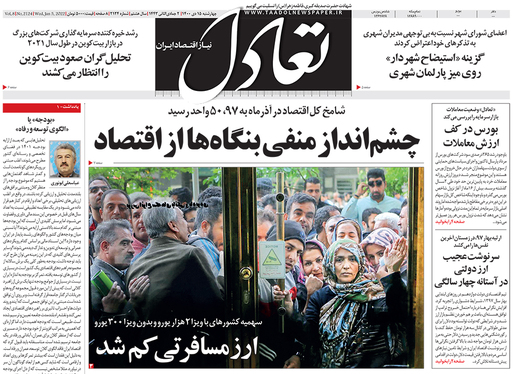 صفحه نخست روزنامه‌های کشور - چهارشنبه ۱۵ دی ۱۴۰۰
