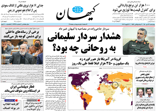 صفحه نخست روزنامه‌های کشور - چهارشنبه ۲۲ دی ۱۴۰۰